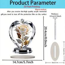 2D Plano, ¡¡¡¡Esto es 2D, no 3D!!!! Hermoso adorno de rosa 2D plano, decoraciones acrílicas planas para el escritorio, decoración del hogar y festividades, 2D Plano