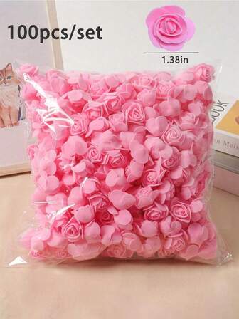 100/500 件人造泡沫玫瑰花头，散装假花，可用于 DIY 工艺品、婚礼花束、婴儿洗礼中心装饰、派对餐桌装饰、家居装饰