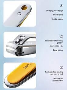6pcs Portable Nail Clipper Set, Available In Yellow, Green, White, Convenient Nail Care Tools