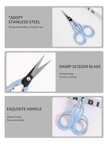 1pc Stainless Steel Ombre Precision Scissors, Multifunctional Vintage Beauty Embroidery Scissors Suitable For Facial Hair, Eyebrows, Eyelashes, Beard, Nose - Professional Beauty Scissors For Home, Travel And Outdoor Use,Makeup,Cheap,Room Decor,Vanity,Travel,Bedroom,Makeup Accessories