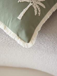 1 件绿色刺绣椰子树装饰抱枕套，适合室内装饰，四季皆宜，不含枕芯 - 綠色 - 查看 7