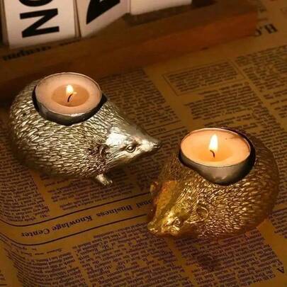 Vintage Resin Hedgehog Candle Holder Aromatherapy Home Decoration Candle Tray