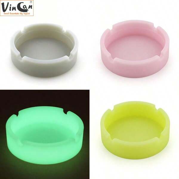 VINCAN 1pc Luminous Household Ashtray, Shatterproof & Creative Design,Silicone Ashtray,Lightweight, Shatterproof, Washable,Smoking Accessories