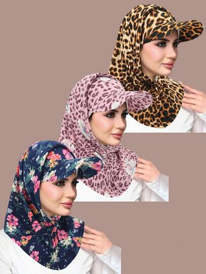 1 pieza Conjunto de cuello y pasamontañas con estampado de moda para ciclismo para mujeres