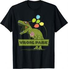 Dinosaur Wrong Park T-Shirt Funny T-Rex T-Shirt - Black - View 1