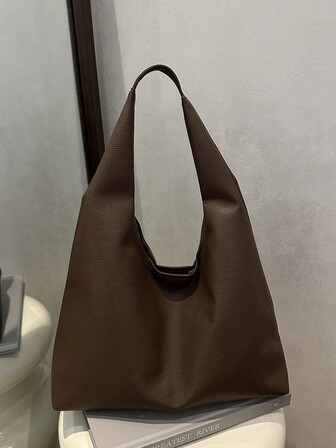 Women's Solid Color PU Leather Fashion Large Capacity Shoulder Bag For Daily Use