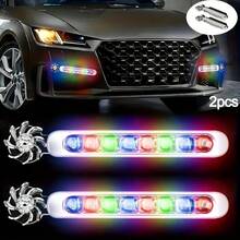 مروحة سيارة تعمل بالطاقة الريحية 2 قطعة، أضواء مروحة دوارة، أضواء ديكورية للسيارة، إضاءة تعمل بالرياح، مناسبة للشبك الأمامي ومرآة الرؤية الخلفية، لا تحتاج إلى بطارية