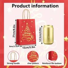 8/12/16/20/24pcs Christmas Theme Gold Foil Gift Bags, Gold Foil Pattern Gift Bags, Suitable For Christmas Party Decorations