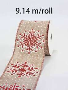 1 pièce Ruban de Noël à bord en fil de 9,14 mètres/rouleau, 63,5 mm 6,35 cm, convient pour les invitations de mariage, les bouquets de mariée, l'emballage cadeau, les artisanats DIY, la décoration de scène, la décoration de Noël et de vacances, la décoration de la pièce, la décoration de Noël à la maison