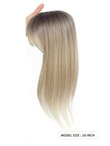 Flequillo postizo para cabello, extensión de cabello de 18 pulgadas con cobertura 360° 3D para mujeres con cabello ralo (Ombré marrón a rubio) - Multicolor - Ver 5