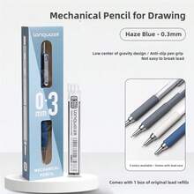 1pc Automatic Mechanical Pencil, 0.3mm/0.5mm/0.7mm/0.9mm Options, Suitable For Drawing, Sketching, Writing, Silver/Black Color, Refillable, High-Quality Drafting Pencil