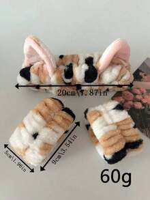 3pcs Cute Polka Dot & Stripe Cat Ear Headband, Waterproof Multi-Function Wristband For Washing Face, Makeup & Skincare Home Bathroom Decor Fall Decor Back To School - 彩色 - 查看 2