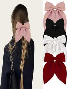 2/3/4 pezzi Fermagli per capelli grandi a fiocco, fermagli per capelli con fiocco morbido e coda lunga, fermagli per capelli in metallo vintage con seta, accessori per capelli eleganti, ottimo regalo per San Patrizio, San Valentino, autunno e inverno, fermagli a pinza per outfit da vacanza per donne alla moda