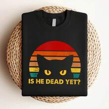 Women T-Shirt Print Is He Cute Dead Yet Funny Cat Sarcastic Vintage T-Shirt For Men Women Women Top Graphic Tees Soft Print Round Neck Short Sleeve Stretched Slightly Streetwear Female Fashion Unisex Designer Clothes Versatile Women Summer Comfortable Breathable