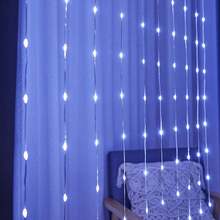 2m*2m/3 metros*3 metros Luces de cortina de ventana, Luces de hadas LED, Corona de Navidad, Luces de cadena alimentadas por USB, Adecuadas para ventana exterior, fiesta de boda, patio, hogar, decoración de Año Nuevo