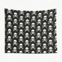 Skull And Crossbones Halloween – Gothic Pirate Skull Tapestry Funny Aesthetic Graphic Wall Hanging Bedroom Living Room Decor 60"X40" - 如圖所示 - 查看 1