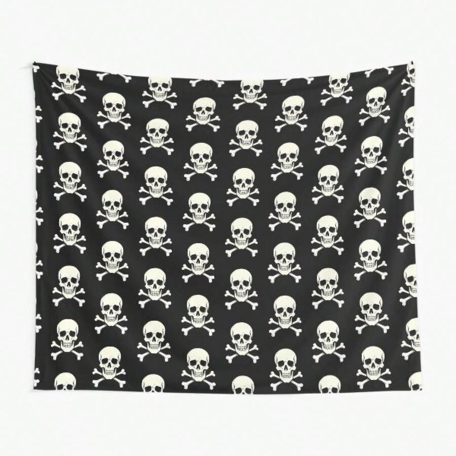 Skull And Crossbones Halloween – Gothic Pirate Skull Tapestry Funny Aesthetic Graphic Wall Hanging Bedroom Living Room Decor 60"X40" - 如圖所示 - 查看 1