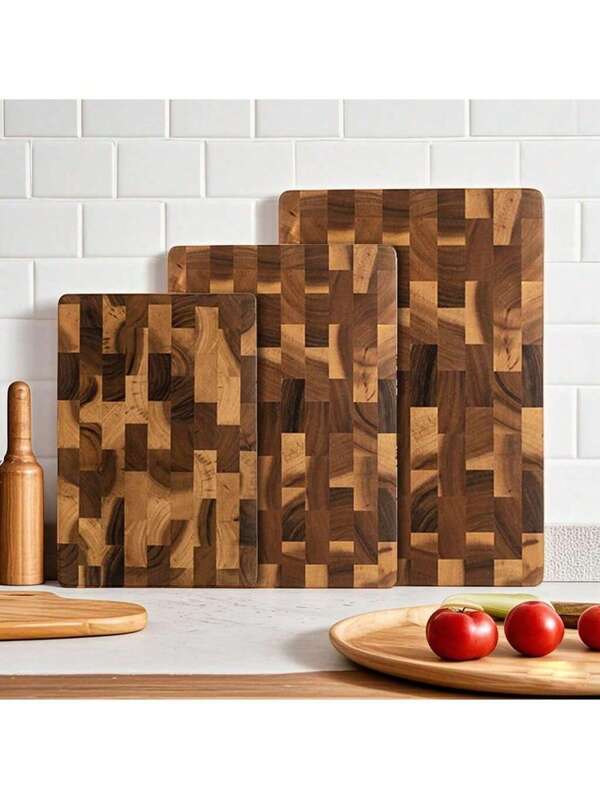 1pc/3pcs Acacia Wood Cutting Board, Wooden Chopping Board, Double-Sided Multi-Size Rectangular Wooden Tray Cutting Board For Kitchen