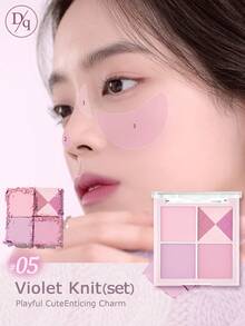 Dasique 4-Color Matte Blush Palette, High Color Payoff, Long-Lasting, Natural Glow, Lightweight & Breathable, Vegan Formula, Fashionable Makeup Brand, Christmas Holiday Essential - #05 Violet Knit - 查看 9