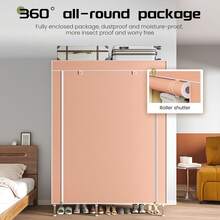 Portable Metal Hanging Clothes Closet With 5 Shelves, Pink, Strong And Sturdy, 41. 34x17. 72x66. 93 Inches