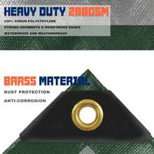 加厚防水篷布 - 1 件装，重型防雨遮阳篷布，具有防紫外线、防撕裂、加固边缘和金属扣眼功能 - 适用于户外防晒和农业用途，是完美的圣诞礼物和理想的新年礼物。