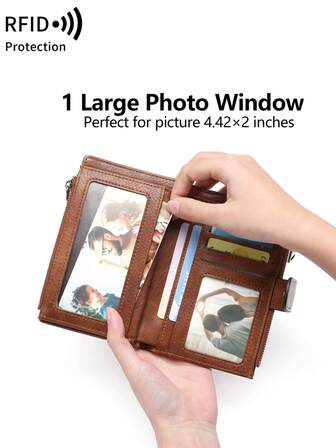 MIYIN Fashionable Retro Women's Leopard Print Short Wallet, Multifunctional Large Capacity Trifold Credit Card Holder, RFID Blocking Wallet, Can Hold Credit Cards/ID/Coins/Cash/Receipts/Photos, Women's Dual Zipper Clutch Purse, Gift, Birthday Gift, Anniversary Gift