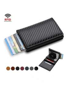 Billetera minimalista ultradelgada con bloqueo RFID para hombres, monedero delgado, portador de tarjetas de aleación de aluminio con botón lateral, soporte para identificación y licencia de conducir, regalo adecuado para adolescentes, casual de verano, al aire libre, deportivo, vacaciones, viajes, graduación, accesorios de vestir, regalos de cumpleaños para hombres, bolso negro - Multicolor - Ver 7