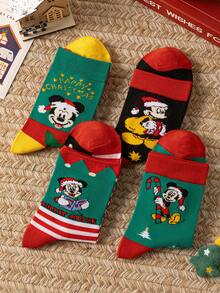 Disney 4/1 Pair Genuine Christmas Hat Cartoon Character Socks, Christmas & New Year Animation Socks For Men, Novelty & Fun Socks For Gifts And Parties, Socks - Multicolor - View 12