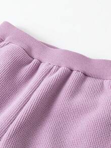 mini bala Baby Fleece Sweatpants Soft Warm Cozy Spring Pants Comfortable Daily Wear - Pink Purple - View 3