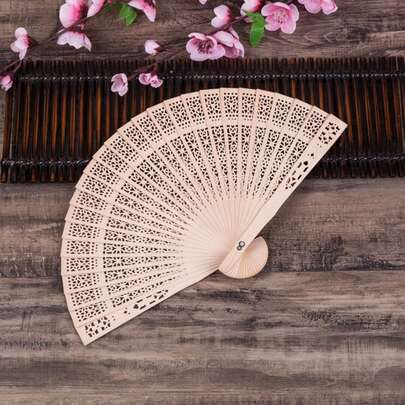 8 Inch Folding Wooden Hand Fans, Chinese Charm,Hand Held Chinese Sandalwood Fan For Wedding, Home Decoration, Birthday, Fiesta,Classical Beauty
