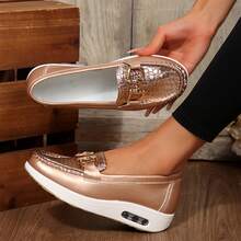 Womens Shoes Walking Flats Non Slip Dressy Occasions Driving Lightweight Flexible Comfort - 金色 - 查看 3