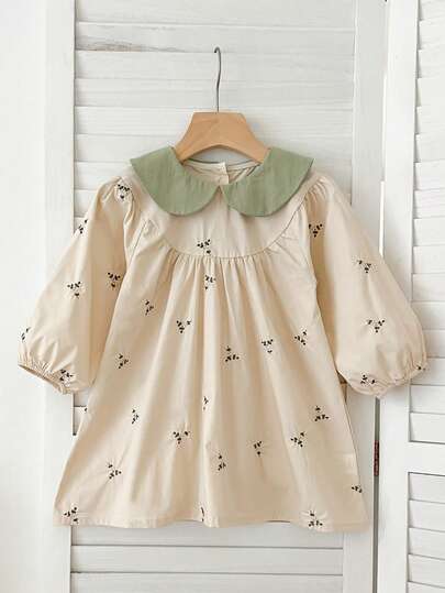 小女孩刺绣长袖公主裙，新款春秋款