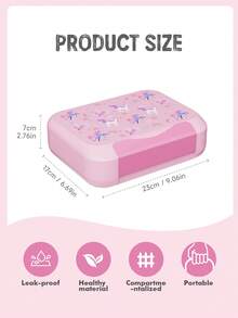 Meoky Bento Lunch Box with Removable Compartments – Leakproof Lunch Container with 5 Compartments, Reusable Meal Prep Snack Box, Portion Control Lunchbox for Kids & Adults, Ideal for School, Office, Travel & Picnic Food Storage (Pink Unicorn) - 粉色 - 查看 3