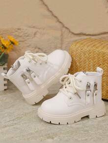 1 Pair Girls Autumn/Winter Style Boots, Casual High-Top Boots For Older Kids, Street Style Short Boots For Students, Anti-Slip Soft Bottom Boots For Toddlers, Boys British Low-Cut Short Boots