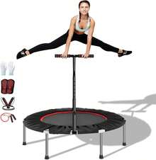 Trampolín de Fitness 101 cm (6 Patas + 36 Resortes): Adecuado para Adultos, Ideal para Sala, Dormitorio, Oficina, Gimnasio y Jardín - Negro&Rojo - Ver 1