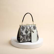 Bolso de mujer de cuero patentado brillante con estampado de serpiente, correa de hombro larga, de una sola asa, se puede llevar cruzado al hombro