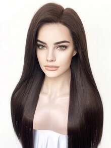 13x4 24 Inch Brown Straight Lace Front Wig, Suitable For Women - Heat Resistant Synthetic Hair, Pre-Plucked Natural Hairline And Baby Hair, Great For Everyday Wear, Weddings, Halloween And Christmas - 棕色 - 查看 7
