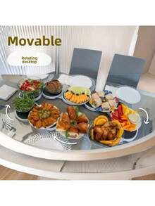 Obrotowy stół jadalny 360° - regulowany i rozkładany do stołów prostokątnych, idealny do kuchni i jadalni, łatwy montaż, kolor biały/czarny Ze względu na skomplikowany proces produkcji na powierzchni mogą pozostać drobne ślady, które jednak nie wpłyną na użytkowanie i estetykę.