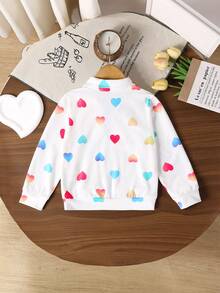 Boys' Gradient Heart Print Casual Jacket, Fashionable Outerwear For Outdoor Play, Autumn/Winter