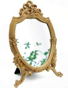 Wall Mirrors Decorative - Eaoundm Antique Gold Resin Frame Decorative Wall Mirror Makeup Mirror Tabletop Mirrors, Bedroom Living-Room Dresser Decor 8.2W X 13 L Inchs - 古董金 - 查看 9