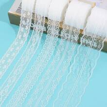 White Lace Ribbon Crafts, Vintage Cute Fabric Lace Trim Sewing, Wrapping, Wedding Bridal Decoration, Floral Bouquet,(10 Yards, Style 1) - 樣式 1 - 查看 8