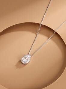 1pc S925 Pure Silver Necklace, Minimalist Teardrop Pendant Necklace, Elegant Design, Thoughtful Gift For Girlfriend Or Bestfriend, Delicate Choker Necklace For Daily Wear