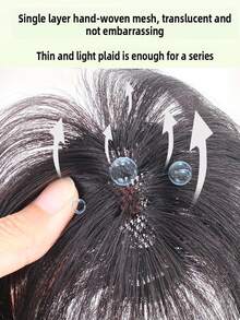 4x6CM Human Hair Swiss Net Invisible Breathable Hair Piece Straight Topper Increase Hair Volume For Ladies Quickly Two Styles Human Hair Bangs Wig - Natural-Looking Bangs Clip-In For Women Sleek Hairpiece Secure Clip Attachments - SNatural - Xem 10