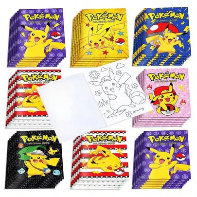 bandai Coloring Book - 6 Unique Designs Featuring Charizard, Eevee, And Other , Creative Drawing And Doodle Art Activities, Suitable For Children, Perfect For Birthday Parties, Early Education, Classroom Activities, Family Time, Travel Entertainment, And Anime Fans