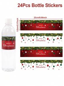 10/24Pcs Merry Christmas Water Bottle Stickers,Red And White Style Christmas Ball Water Bottle Packaging Label Stickers, Waterproof Stickers For Christmas Party Bottle Wrap Gift Stickers,Christmas Party Decor,Bottles Envelopes Gifts Tags Crafts,Christmas Decor,Festive Birthday Party Decoration Supplies,Christmas Gift,Party Favor