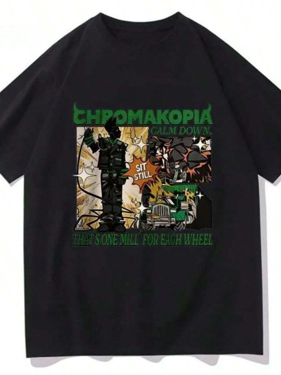 Tyler The Creators Chromakopia T Shirt Fashion Women Aesthetic Graphic T-Shirt Unisexs High Quality Vintage Sand Tees Shirts - 黑色 - 查看 1