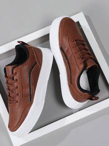 Lässige Sneaker Schuhe für Damen, Schnürschuhe aus Leder für Sport, modische Rundkappenschuhe mit niedrigem Schaft, modische atmungsaktive Schuhe für Studenten, Skateboarding, geeignet für Studenten, leichte EVA-Sohle