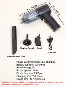 1pc 12.7" Cordless Handheld Vacuum Cleaner, Portable, Rechargeable, Wet & Dry Use, 1200mAh Lithium Battery, Ideal For Pet Hair, Home, Car And Desktop Cleaning (Suitable For Fine Dust, Particles, Paper Scraps) - Multicolor - View 15