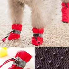 4Pcs/Set Waterproof Pet Dog Shoes Anti-Slip Rain Boots Footwear For Small Cats Dogs Puppy Dog Pet Booties Pet Paw Accessories - Black - View 7