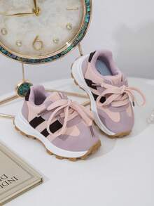 1 双男女通用 PU 绑带和钩环设计经典复古运动鞋，适合所有季节 - 粉色 - 查看 6